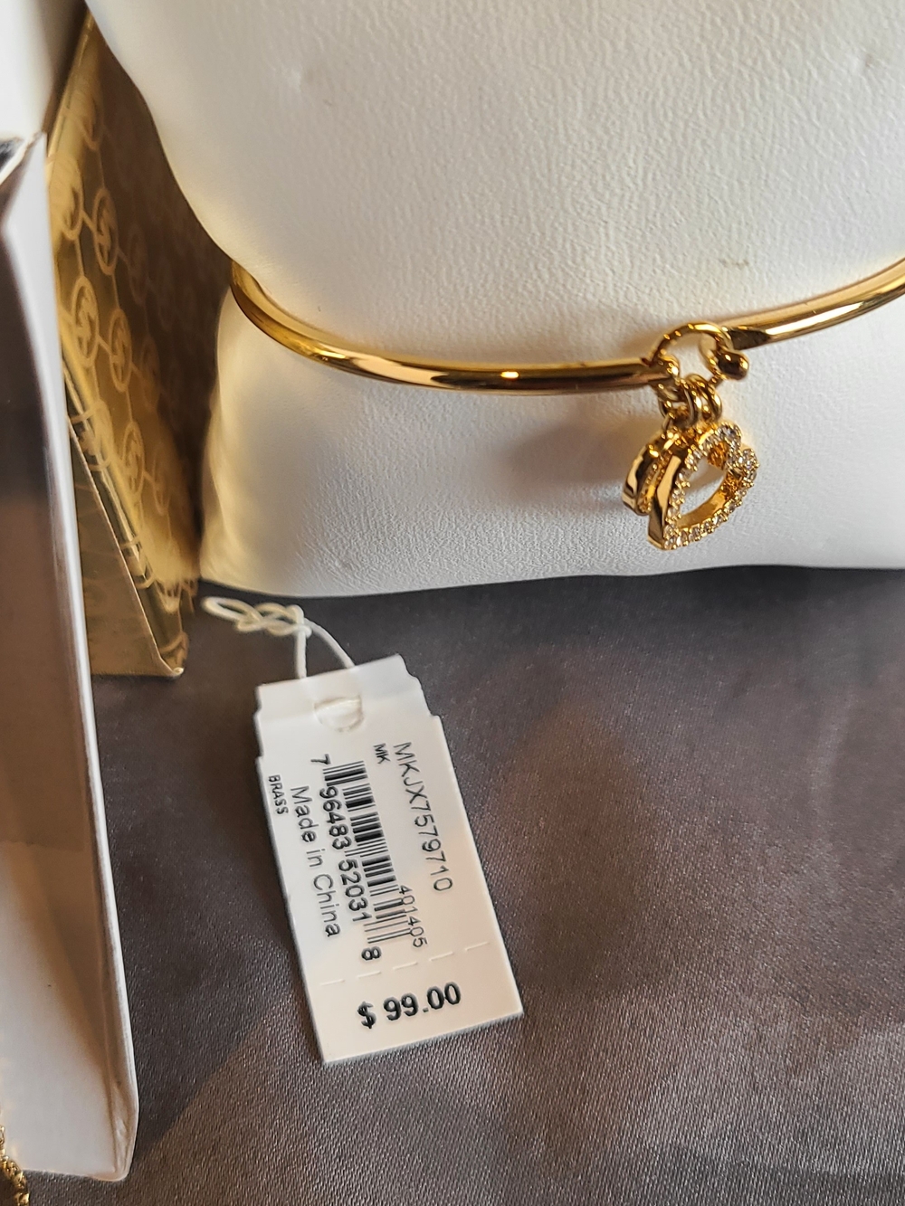 Michael Kors Gold Heart & Padlock Charm Necklace and Bangle Set - Picture 6 of 7